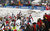 Biathletes skiing during Men relay race of IBU Biathlon World Cup in Hochfilzen, Austria. Men relay race of IBU Biathlon World cup was held on Saturday, 13th of December 2014 in Hochfilzen, Austria.
