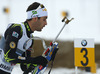 Martin Fourcade of France getting ready for shooting during Men relay race of IBU Biathlon World Cup in Hochfilzen, Austria. Men relay race of IBU Biathlon World cup was held on Saturday, 13th of December 2014 in Hochfilzen, Austria.
