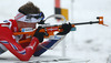 Tarjei Boe of Norway shooting during Men relay race of IBU Biathlon World Cup in Hochfilzen, Austria. Men relay race of IBU Biathlon World cup was held on Saturday, 13th of December 2014 in Hochfilzen, Austria.
