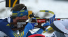 Fredrik Lindstroem of Sweden shooting during Men relay race of IBU Biathlon World Cup in Hochfilzen, Austria. Men relay race of IBU Biathlon World cup was held on Saturday, 13th of December 2014 in Hochfilzen, Austria.
