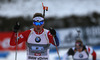 Third placed Tarjei Boe of Norway crossing finish line of the Men relay race of IBU Biathlon World Cup in Hochfilzen, Austria. Men relay race of IBU Biathlon World cup was held on Saturday, 13th of December 2014 in Hochfilzen, Austria.
