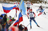 Timofey Lapshin of Russia skiing during Men relay race of IBU Biathlon World Cup in Hochfilzen, Austria. Men relay race of IBU Biathlon World cup was held on Saturday, 13th of December 2014 in Hochfilzen, Austria.
