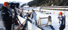 Mari Laukkanen of Finland during warming up and zeroing before start of the Women pursuit race of IBU Biathlon World Cup in Hochfilzen, Austria. Women pursuit race of IBU Biathlon World cup was held on Sunday, 14th of December 2014 in Hochfilzen, Austria.
