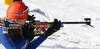 Kaisa Makarainen of Finland during warming up and zeroing before start of the Women pursuit race of IBU Biathlon World Cup in Hochfilzen, Austria. Women pursuit race of IBU Biathlon World cup was held on Sunday, 14th of December 2014 in Hochfilzen, Austria.
