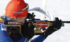 Kaisa Makarainen of Finland during warming up and zeroing before start of the Women pursuit race of IBU Biathlon World Cup in Hochfilzen, Austria. Women pursuit race of IBU Biathlon World cup was held on Sunday, 14th of December 2014 in Hochfilzen, Austria.
