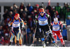 Mari Laukkanen of Finland skiing in the Women pursuit race of IBU Biathlon World Cup in Hochfilzen, Austria. Women pursuit race of IBU Biathlon World cup was held on Sunday, 14th of December 2014 in Hochfilzen, Austria.
