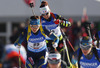 Elisabeth Hoegberg of Sweden skiing in the Women pursuit race of IBU Biathlon World Cup in Hochfilzen, Austria. Women pursuit race of IBU Biathlon World cup was held on Sunday, 14th of December 2014 in Hochfilzen, Austria.
