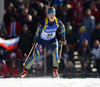 Mona Brorsson of Sweden skiing in the Women pursuit race of IBU Biathlon World Cup in Hochfilzen, Austria. Women pursuit race of IBU Biathlon World cup was held on Sunday, 14th of December 2014 in Hochfilzen, Austria.
