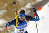 Mona Brorsson of Sweden skiing in the Women pursuit race of IBU Biathlon World Cup in Hochfilzen, Austria. Women pursuit race of IBU Biathlon World cup was held on Sunday, 14th of December 2014 in Hochfilzen, Austria.
