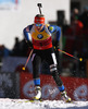 Winner Kaisa Makarainen of Finland skiing in the Women pursuit race of IBU Biathlon World Cup in Hochfilzen, Austria. Women pursuit race of IBU Biathlon World cup was held on Sunday, 14th of December 2014 in Hochfilzen, Austria.
