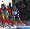 Elisabeth Hoegberg of Sweden skiing in the Women pursuit race of IBU Biathlon World Cup in Hochfilzen, Austria. Women pursuit race of IBU Biathlon World cup was held on Sunday, 14th of December 2014 in Hochfilzen, Austria.
