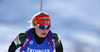 Mari Laukkanen of Finland skiing in the Women pursuit race of IBU Biathlon World Cup in Hochfilzen, Austria. Women pursuit race of IBU Biathlon World cup was held on Sunday, 14th of December 2014 in Hochfilzen, Austria.
