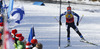 Winner Kaisa Makarainen of Finland skiing in the Women pursuit race of IBU Biathlon World Cup in Hochfilzen, Austria. Women pursuit race of IBU Biathlon World cup was held on Sunday, 14th of December 2014 in Hochfilzen, Austria.
