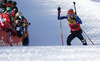 Winner Kaisa Makarainen of Finland skiing in the Women pursuit race of IBU Biathlon World Cup in Hochfilzen, Austria. Women pursuit race of IBU Biathlon World cup was held on Sunday, 14th of December 2014 in Hochfilzen, Austria.
