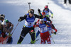 Third placed Anais Bescond of France skiing in the Women pursuit race of IBU Biathlon World Cup in Hochfilzen, Austria. Women pursuit race of IBU Biathlon World cup was held on Sunday, 14th of December 2014 in Hochfilzen, Austria.
