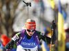 Mari Laukkanen of Finland skiing in the Women pursuit race of IBU Biathlon World Cup in Hochfilzen, Austria. Women pursuit race of IBU Biathlon World cup was held on Sunday, 14th of December 2014 in Hochfilzen, Austria.
