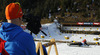 Olli Hiidensalo of Finland during warming up and zeroing before start of the Men pursuit race of IBU Biathlon World Cup in Hochfilzen, Austria. Men pursuit race of IBU Biathlon World cup was held on Sunday, 14th of December 2014 in Hochfilzen, Austria.
