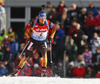 Simon Schempp of Germany skiing during the Men pursuit race of IBU Biathlon World Cup in Hochfilzen, Austria. Men pursuit race of IBU Biathlon World cup was held on Sunday, 14th of December 2014 in Hochfilzen, Austria.
