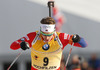 Emil Hegle Svendsen of Norway skiing during the Men pursuit race of IBU Biathlon World Cup in Hochfilzen, Austria. Men pursuit race of IBU Biathlon World cup was held on Sunday, 14th of December 2014 in Hochfilzen, Austria.
