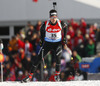 Mario Dolder of Switzerland skiing during the Men pursuit race of IBU Biathlon World Cup in Hochfilzen, Austria. Men pursuit race of IBU Biathlon World cup was held on Sunday, 14th of December 2014 in Hochfilzen, Austria.
