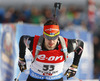 Olli Hiidensalo of Finland skiing during the Men pursuit race of IBU Biathlon World Cup in Hochfilzen, Austria. Men pursuit race of IBU Biathlon World cup was held on Sunday, 14th of December 2014 in Hochfilzen, Austria.
