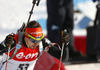 Olli Hiidensalo of Finland skiing during the Men pursuit race of IBU Biathlon World Cup in Hochfilzen, Austria. Men pursuit race of IBU Biathlon World cup was held on Sunday, 14th of December 2014 in Hochfilzen, Austria.
