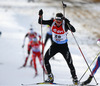 Gaspard Cuenot of Switzerland skiing during the Men pursuit race of IBU Biathlon World Cup in Hochfilzen, Austria. Men pursuit race of IBU Biathlon World cup was held on Sunday, 14th of December 2014 in Hochfilzen, Austria.
