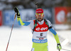 Third placed Jakov Fak of Slovenia celebrating his third place in the Men pursuit race of IBU Biathlon World Cup in Hochfilzen, Austria. Men pursuit race of IBU Biathlon World cup was held on Sunday, 14th of December 2014 in Hochfilzen, Austria.
