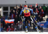 Kaisa Makarainen of Finland skiing in the Women pursuit race of IBU Biathlon World Cup in Hochfilzen, Austria. Women pursuit race of IBU Biathlon World cup was held on Sunday, 14th of December 2014 in Hochfilzen, Austria.
