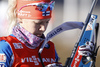 Kaisa Makarainen of Finland during zeroing before start of the Women sprint race of IBU Biathlon World Cup in Hochfilzen, Austria. Women sprint race of IBU Biathlon World cup was held on Friday, 11th of December 2015 in Hochfilzen, Austria.
