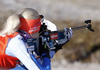 Kaisa Makarainen of Finland during zeroing before start of the Women sprint race of IBU Biathlon World Cup in Hochfilzen, Austria. Women sprint race of IBU Biathlon World cup was held on Friday, 11th of December 2015 in Hochfilzen, Austria.
