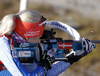Kaisa Makarainen of Finland during zeroing before start of the Women sprint race of IBU Biathlon World Cup in Hochfilzen, Austria. Women sprint race of IBU Biathlon World cup was held on Friday, 11th of December 2015 in Hochfilzen, Austria.
