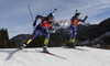 Fourth placed Anais Bescond of France skiing during the Women sprint race of IBU Biathlon World Cup in Hochfilzen, Austria. Women sprint race of IBU Biathlon World cup was held on Friday, 11th of December 2015 in Hochfilzen, Austria.
