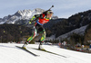 Nadzeya Pisareva of Belarus skiing during the Women sprint race of IBU Biathlon World Cup in Hochfilzen, Austria. Women sprint race of IBU Biathlon World cup was held on Friday, 11th of December 2015 in Hochfilzen, Austria.
