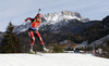 Fabienne Hartweger of Austria skiing during the Women sprint race of IBU Biathlon World Cup in Hochfilzen, Austria. Women sprint race of IBU Biathlon World cup was held on Friday, 11th of December 2015 in Hochfilzen, Austria.
