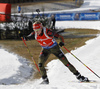 Winner Franziska Hildebrand of Germany skiing during the Women sprint race of IBU Biathlon World Cup in Hochfilzen, Austria. Women sprint race of IBU Biathlon World cup was held on Friday, 11th of December 2015 in Hochfilzen, Austria.
