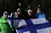 Finnish fans during the Women sprint race of IBU Biathlon World Cup in Hochfilzen, Austria. Women sprint race of IBU Biathlon World cup was held on Friday, 11th of December 2015 in Hochfilzen, Austria.
