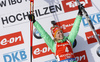 Franziska Hildebrand of Germany celebrating her win in the Women sprint race of IBU Biathlon World Cup in Hochfilzen, Austria. Women sprint race of IBU Biathlon World cup was held on Friday, 11th of December 2015 in Hochfilzen, Austria.
