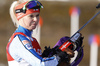 Mari Laukkanen of Finland during zeroing before start of the Women pursuit race of IBU Biathlon World Cup in Hochfilzen, Austria. Women pursuit race of IBU Biathlon World cup was held on Saturday, 12th of December 2015 in Hochfilzen, Austria.
