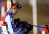 Mari Laukkanen of Finland during zeroing before start of the Women pursuit race of IBU Biathlon World Cup in Hochfilzen, Austria. Women pursuit race of IBU Biathlon World cup was held on Saturday, 12th of December 2015 in Hochfilzen, Austria.
