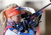 Kaisa Makarainen of Finland during zeroing before start of the Women pursuit race of IBU Biathlon World Cup in Hochfilzen, Austria. Women pursuit race of IBU Biathlon World cup was held on Saturday, 12th of December 2015 in Hochfilzen, Austria.
