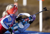 Kaisa Makarainen of Finland during zeroing before start of the Women pursuit race of IBU Biathlon World Cup in Hochfilzen, Austria. Women pursuit race of IBU Biathlon World cup was held on Saturday, 12th of December 2015 in Hochfilzen, Austria.
