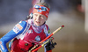 Kaisa Makarainen of Finland during zeroing before start of the Women pursuit race of IBU Biathlon World Cup in Hochfilzen, Austria. Women pursuit race of IBU Biathlon World cup was held on Saturday, 12th of December 2015 in Hochfilzen, Austria.
