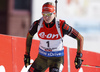 Fourth placed Franziska Hildebrand of Germany skiing during the Women pursuit race of IBU Biathlon World Cup in Hochfilzen, Austria. Women pursuit race of IBU Biathlon World cup was held on Saturday, 12th of December 2015 in Hochfilzen, Austria.
