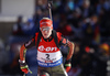 Second placed Maren Hammerschmidt of Germany skiing during the Women pursuit race of IBU Biathlon World Cup in Hochfilzen, Austria. Women pursuit race of IBU Biathlon World cup was held on Saturday, 12th of December 2015 in Hochfilzen, Austria.

