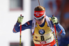 Third placed Gabriela Soukalova of Czech skiing during the Women pursuit race of IBU Biathlon World Cup in Hochfilzen, Austria. Women pursuit race of IBU Biathlon World cup was held on Saturday, 12th of December 2015 in Hochfilzen, Austria.
