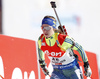Anna Magnusson of Sweden skiing during the Women pursuit race of IBU Biathlon World Cup in Hochfilzen, Austria. Women pursuit race of IBU Biathlon World cup was held on Saturday, 12th of December 2015 in Hochfilzen, Austria.
