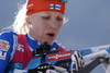 Kaisa Makarainen of Finland getting ready for third shooting during the Women pursuit race of IBU Biathlon World Cup in Hochfilzen, Austria. Women pursuit race of IBU Biathlon World cup was held on Saturday, 12th of December 2015 in Hochfilzen, Austria.
