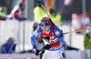 Mari Laukkanen of Finland leaving shooting place during the Women pursuit race of IBU Biathlon World Cup in Hochfilzen, Austria. Women pursuit race of IBU Biathlon World cup was held on Saturday, 12th of December 2015 in Hochfilzen, Austria.
