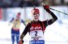 Second placed Maren Hammerschmidt of Germany celebrating her second place in finish of the Women pursuit race of IBU Biathlon World Cup in Hochfilzen, Austria. Women pursuit race of IBU Biathlon World cup was held on Saturday, 12th of December 2015 in Hochfilzen, Austria.
